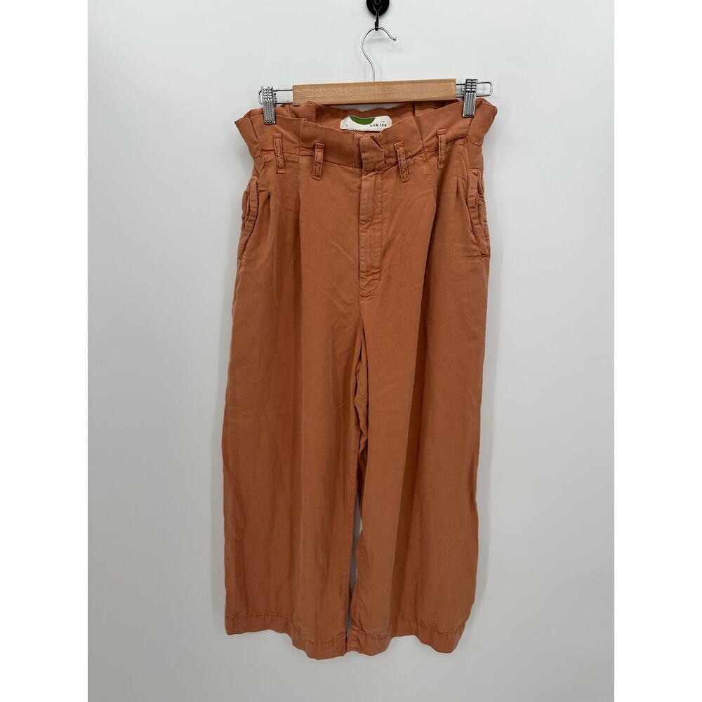 Anthropologie Womens Orange Paperbag High Waisted Wide Leg Pants Size 6 GJ10